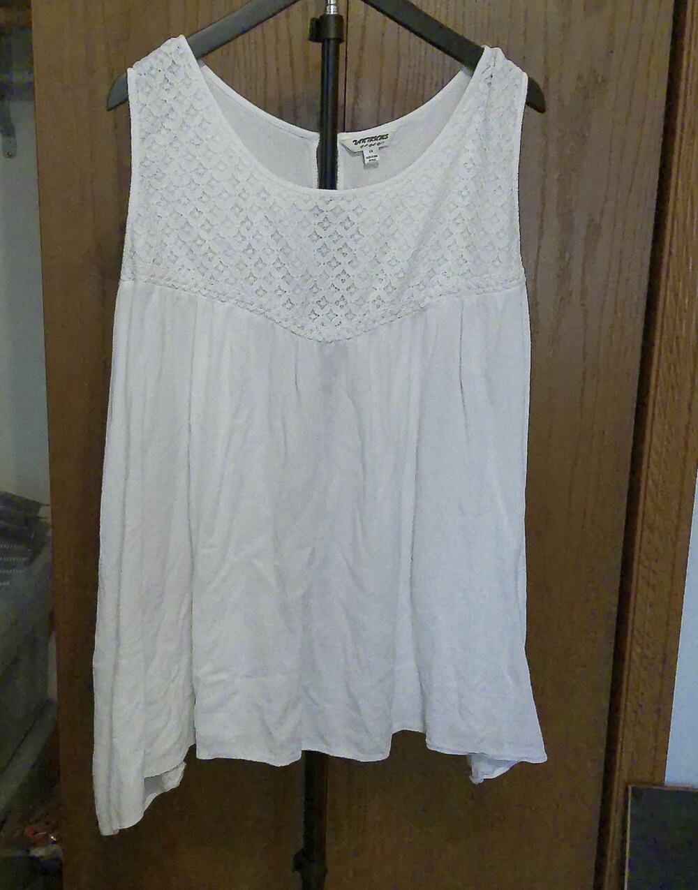 White Boho Crochet Lace Bib Sleeveless Tunic Top Tank
